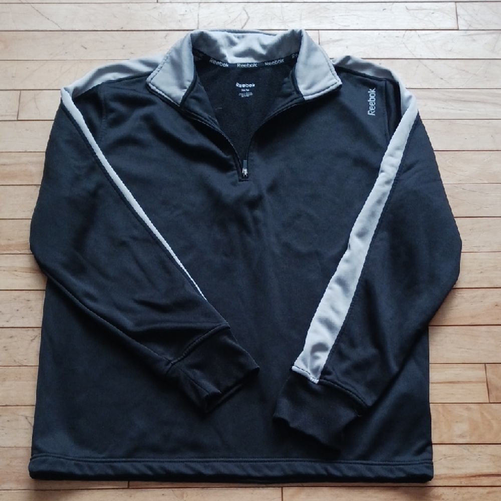Reebok Black and Gray Quarter-Zip Pullover